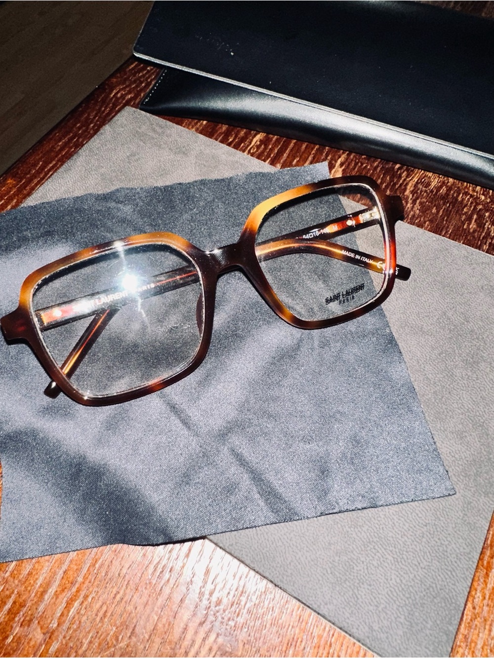 Saint Laurent Brown Tortoiseshell Optical Glasses (no prescription)